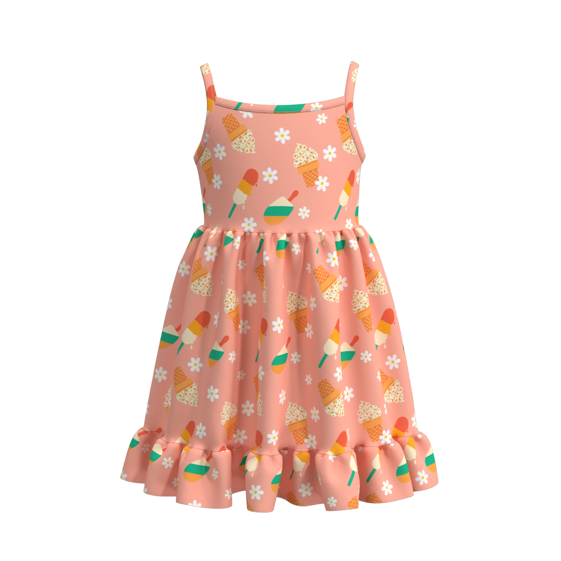 （Pre Order）Girls Summer Popsicle Print Slip Dress