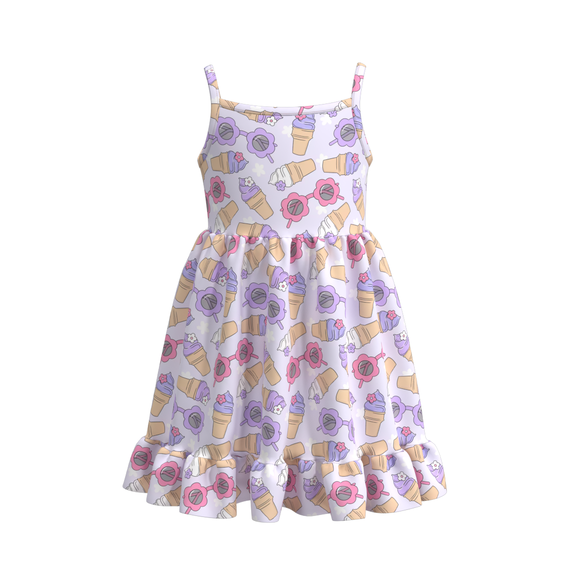 （Pre Order）Girls Summer Popsicle Print Slip Dress