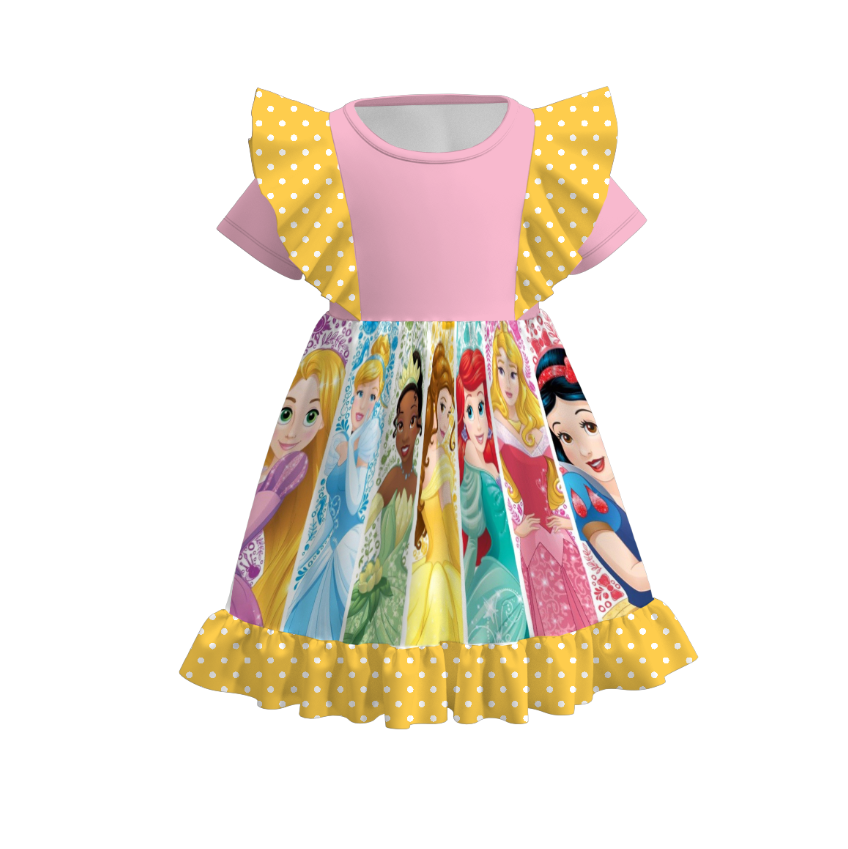 （Pre Order）Girls Birthday Cartoon Print Ruffles Dress