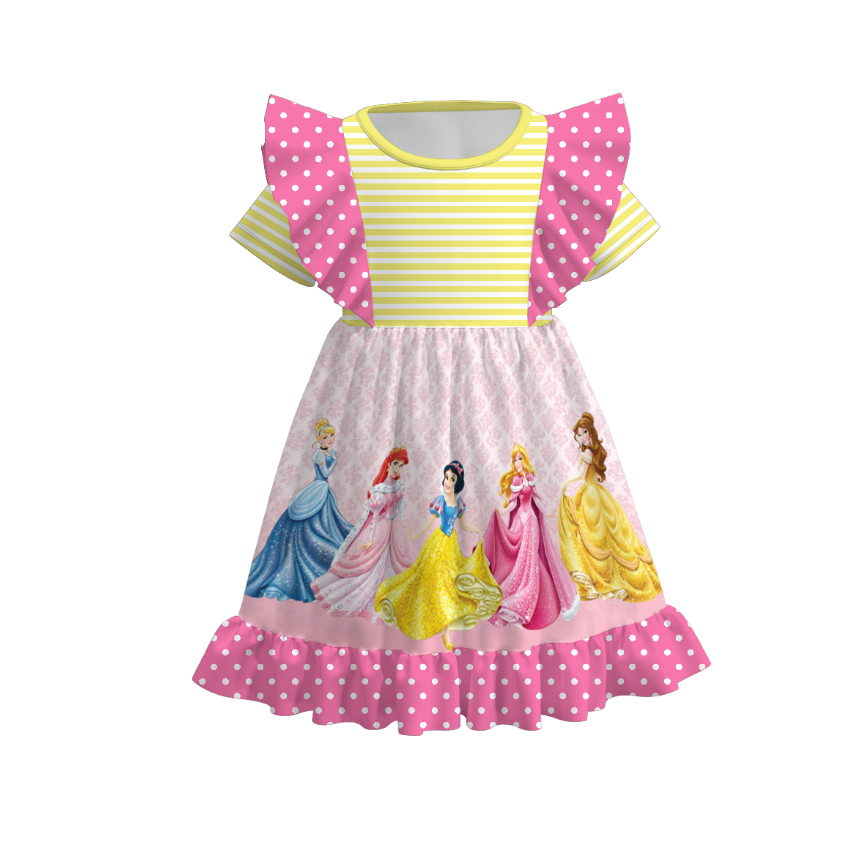 （Pre Order）Girls Birthday Cartoon Print Ruffles Dress