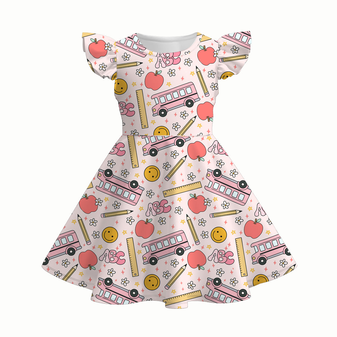 （Pre Order）Girls Back To School Print Milk Silk Dress