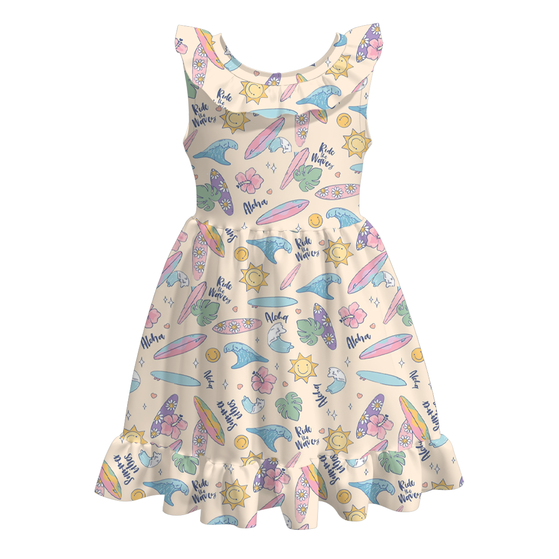 （Pre Order）Girls Under The Sea Print Milk Silk Dress