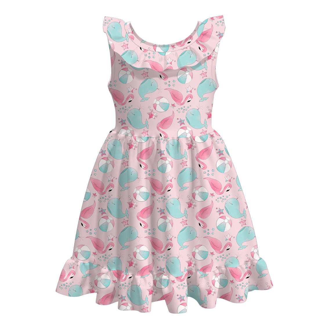 （Pre Order）Girls Sweet Summer Print Milk Silk Dress