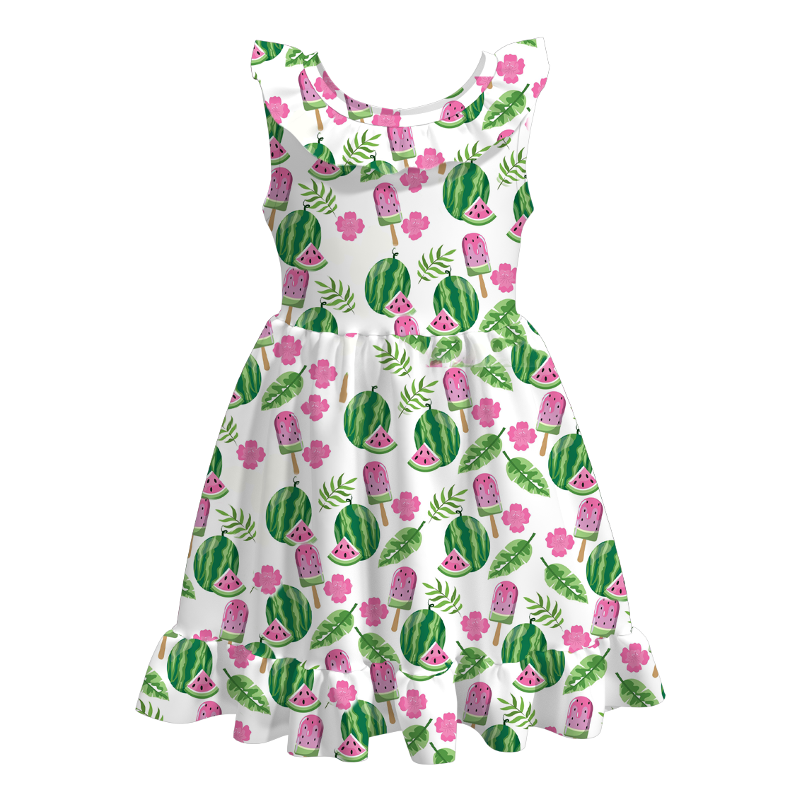 （Pre Order）Girls Sweet Summer Print Milk Silk Dress