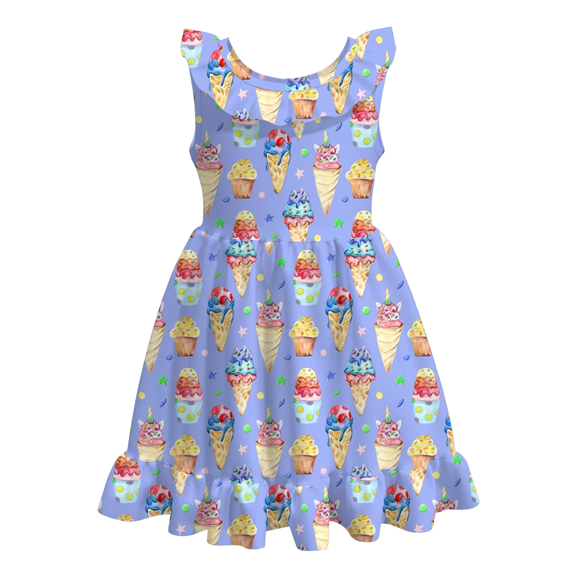 （Pre Order）Girls Sweet Summer Print Milk Silk Dress