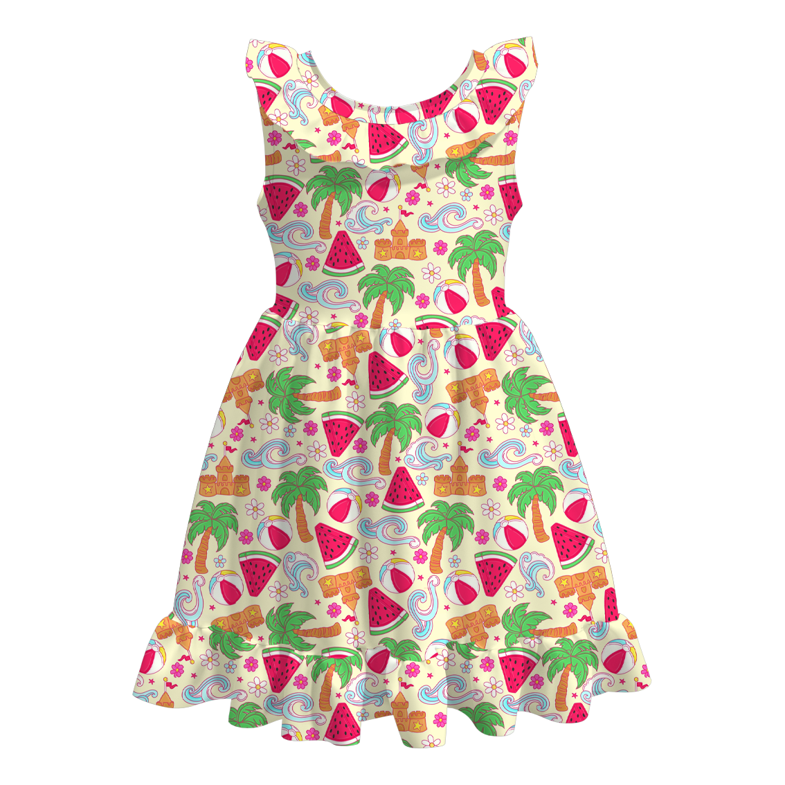 （Pre Order）Girls Sweet Summer Print Milk Silk Dress