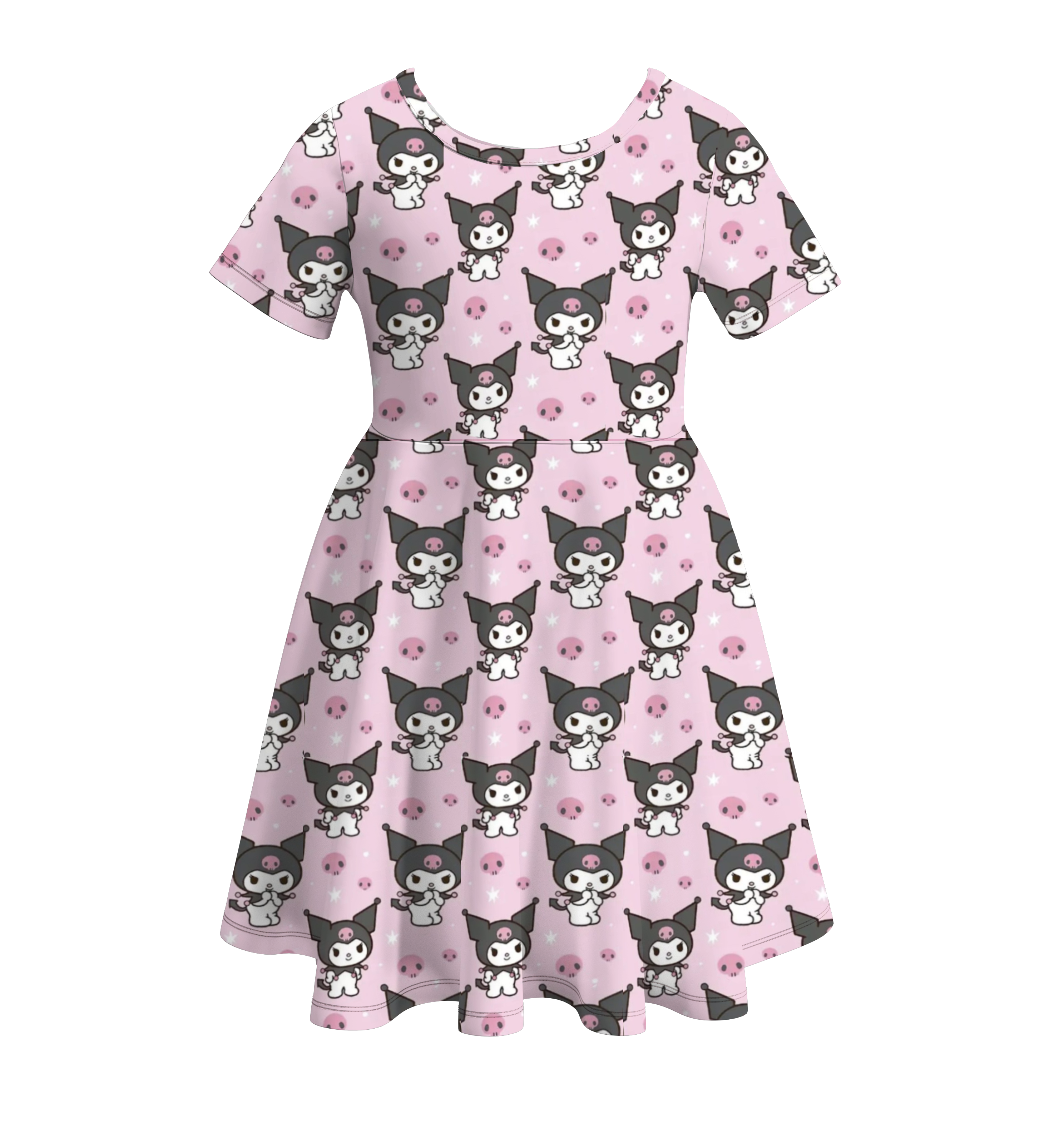 （Pre Order）Girls Cute Cartoon Print Milk Silk Dress