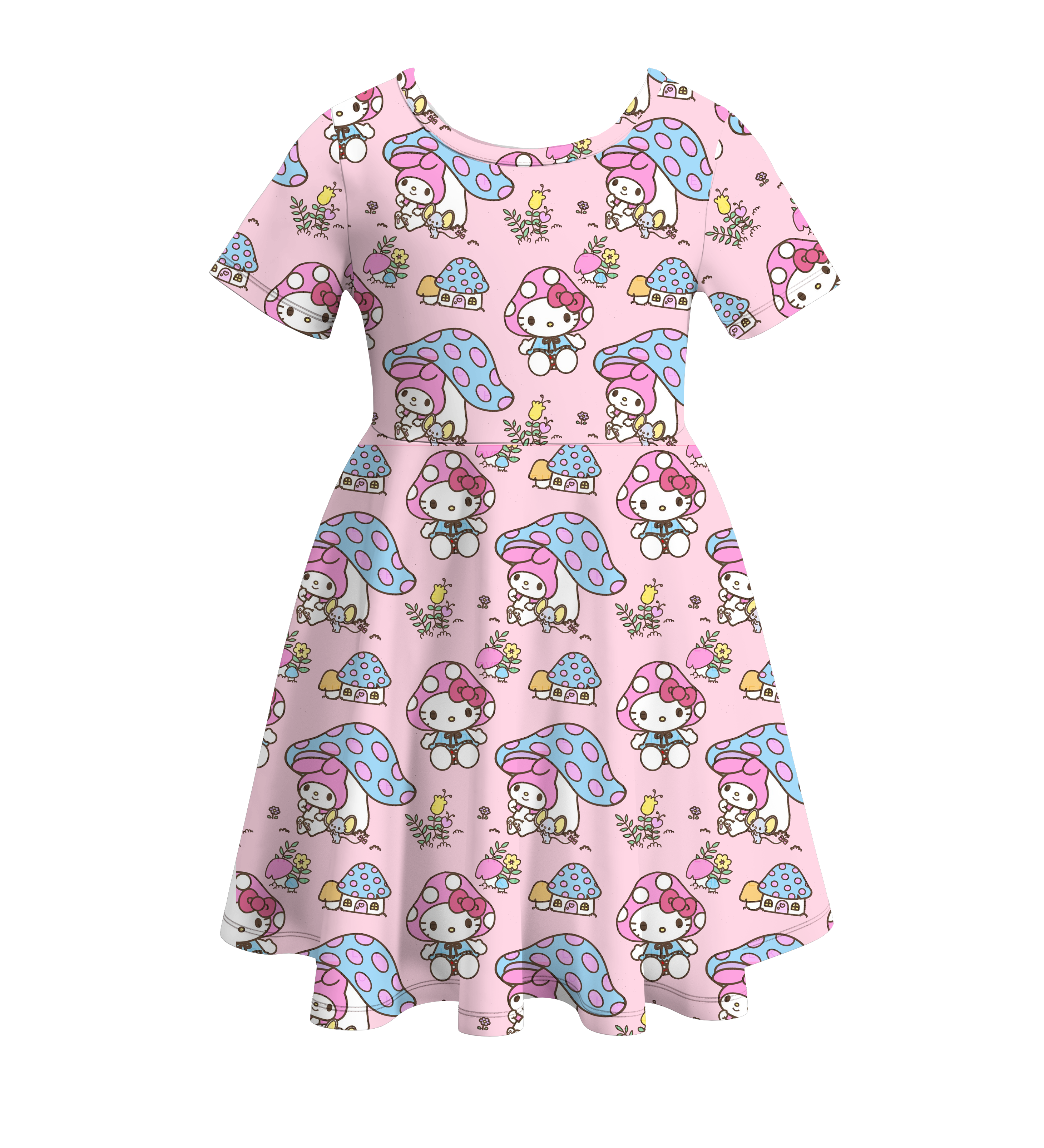 （Pre Order）Girls Cute Cartoon Print Milk Silk Dress