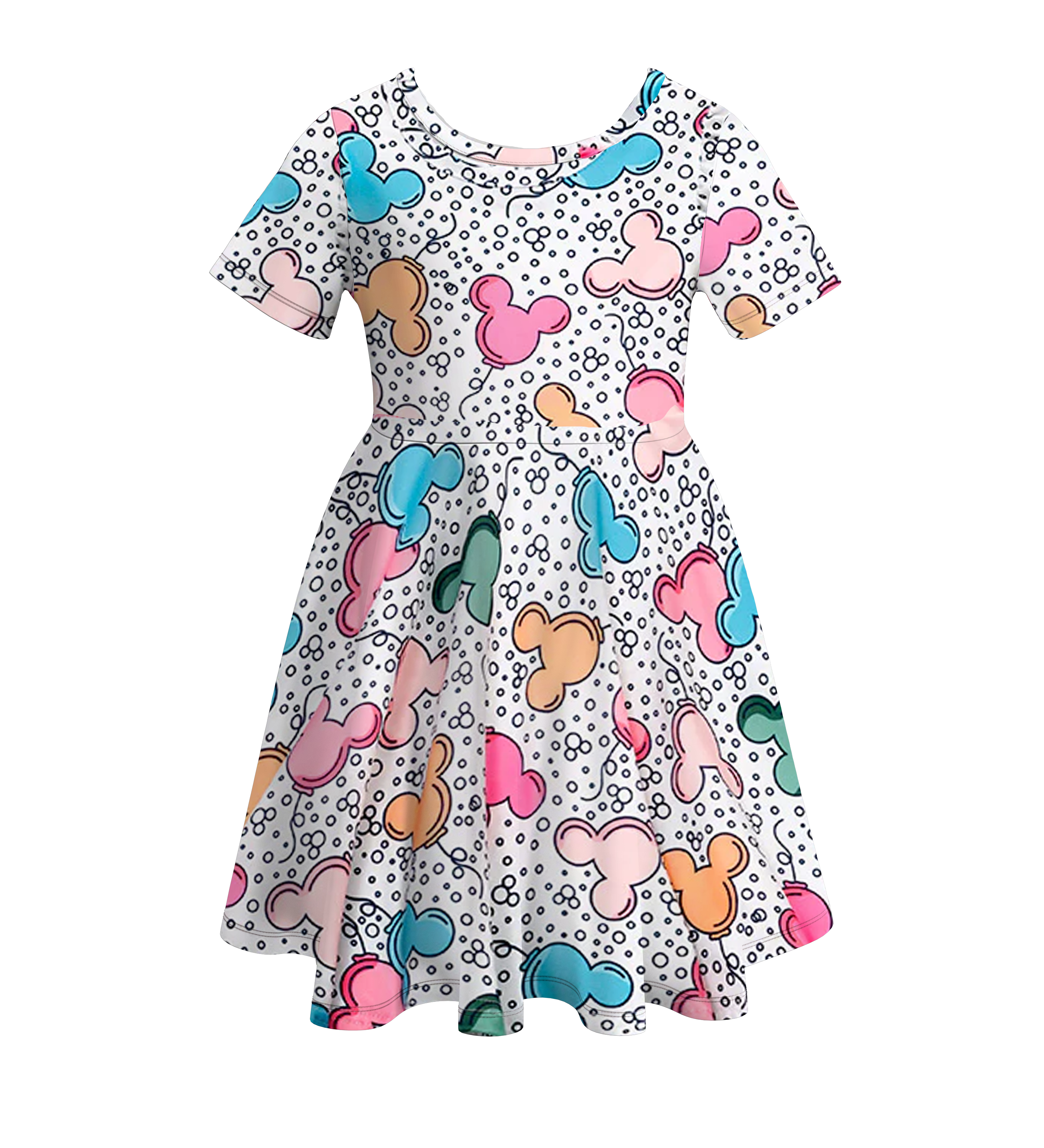 （Pre Order）Girls Cute Cartoon Print Milk Silk Dress