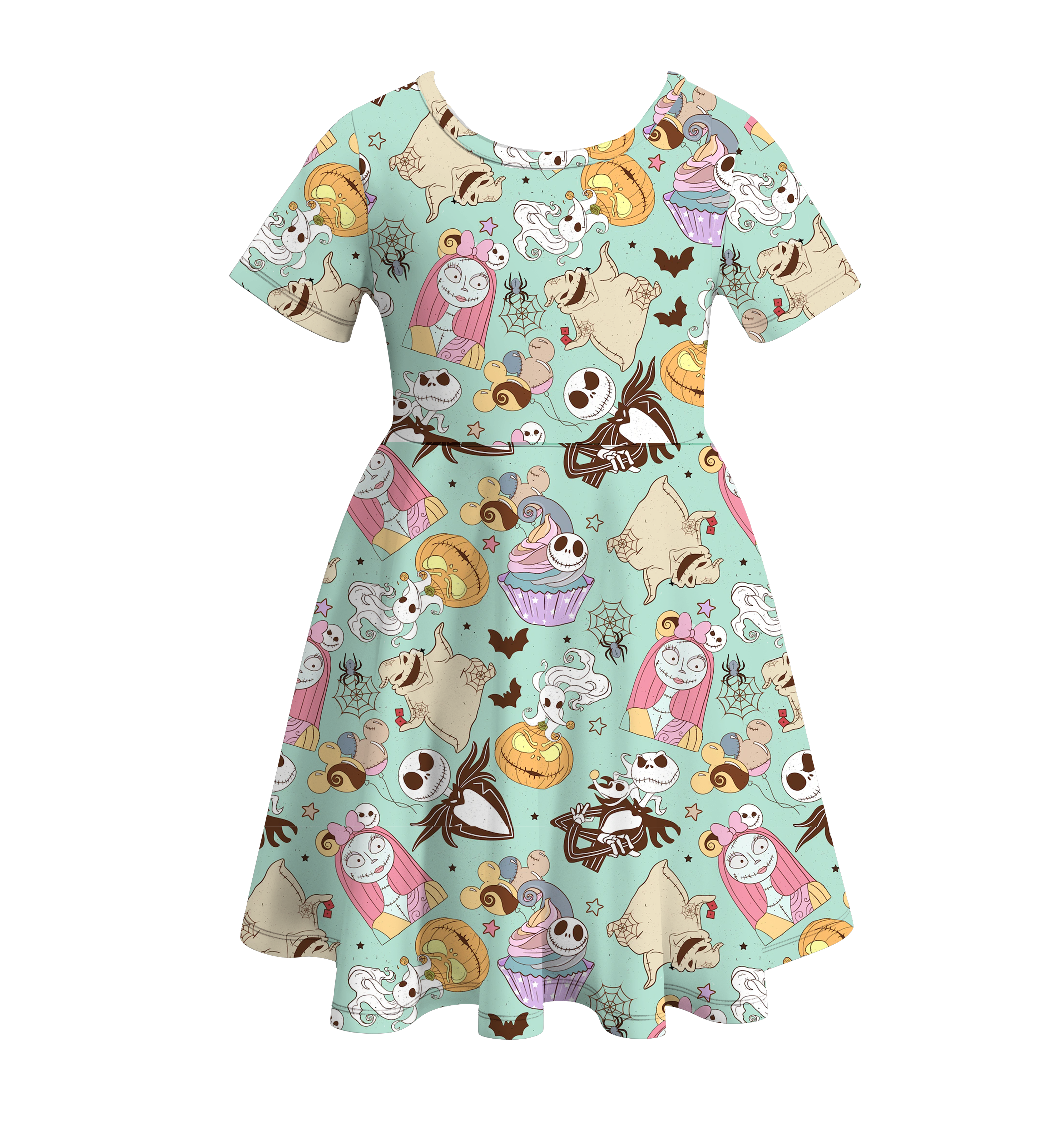 （Pre Order）Girls Halloween Cartoon Print Twirl Dress