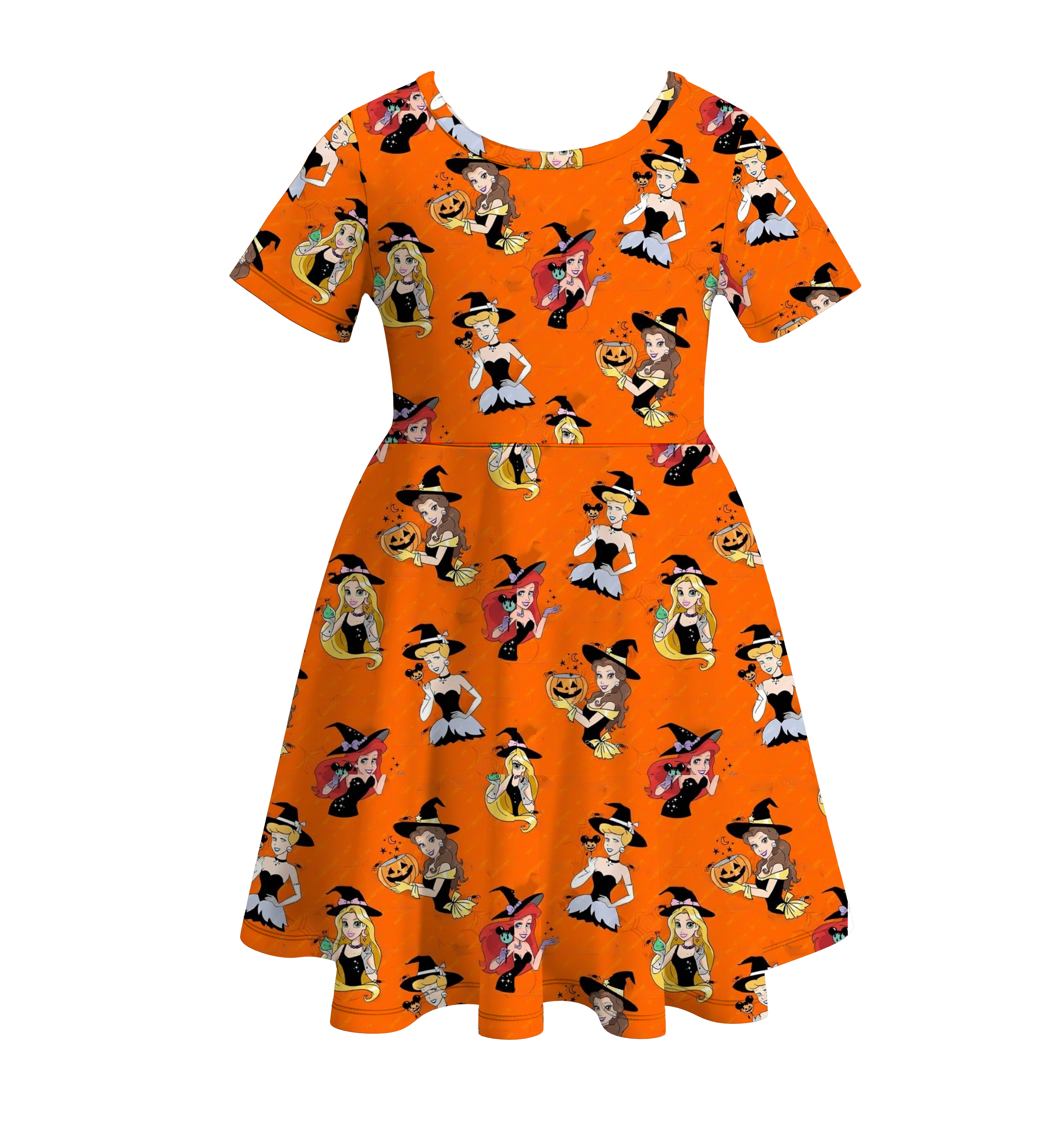 （Pre Order）Girls Halloween Cartoon Print Twirl Dress