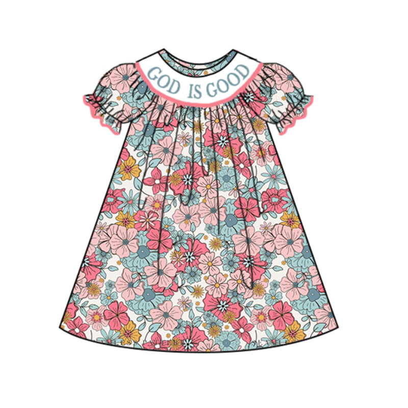 (Pre Order)Girls God Is Good Embroided Dress