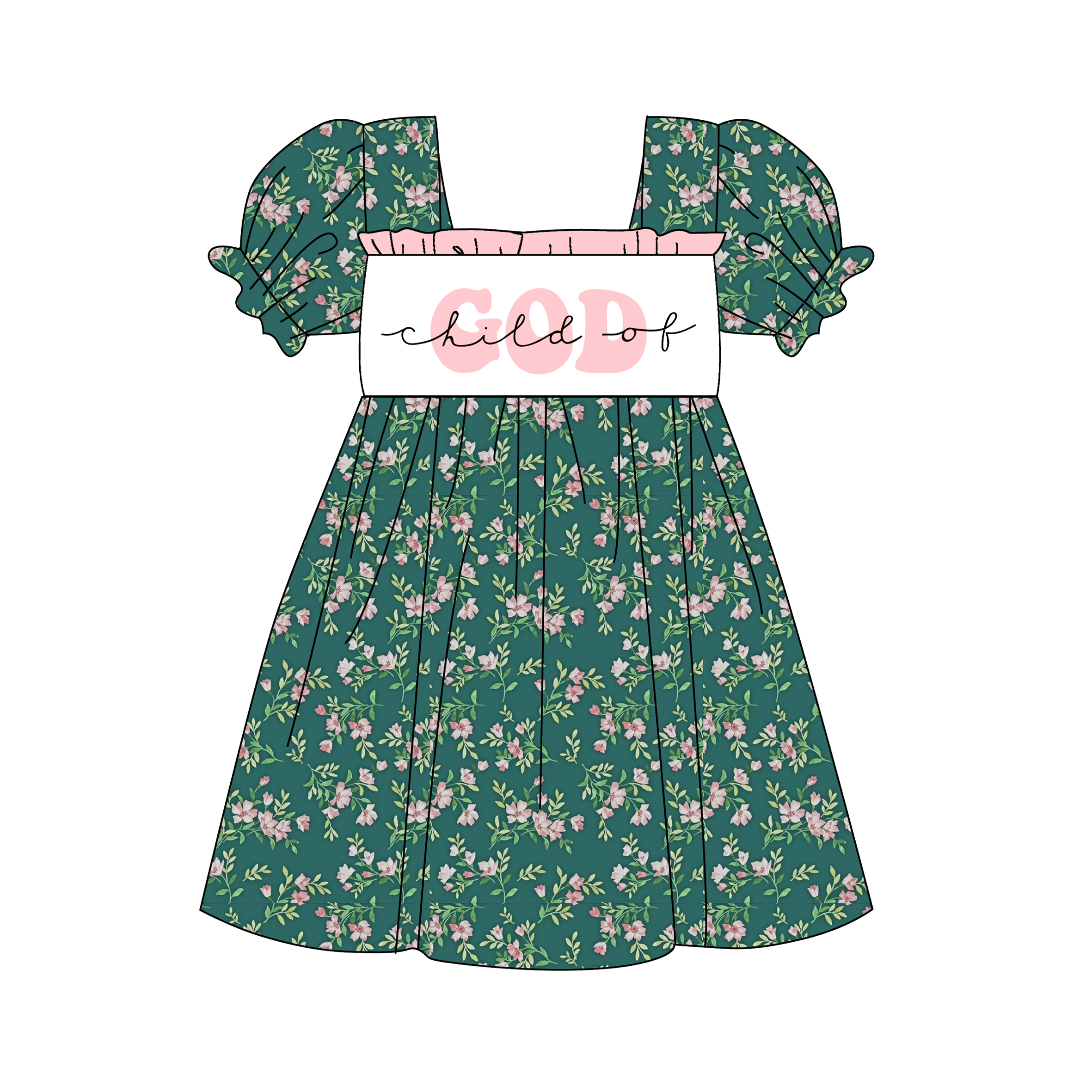 (Pre Order)Girls Child Of God Embroided Dress