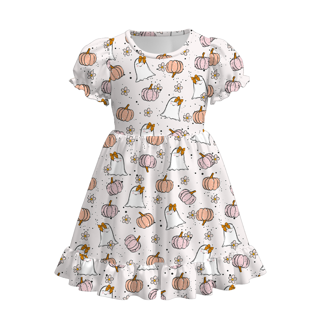 （Pre Order）Girls Halloween&Thanksgiving Cartoon Print Dress