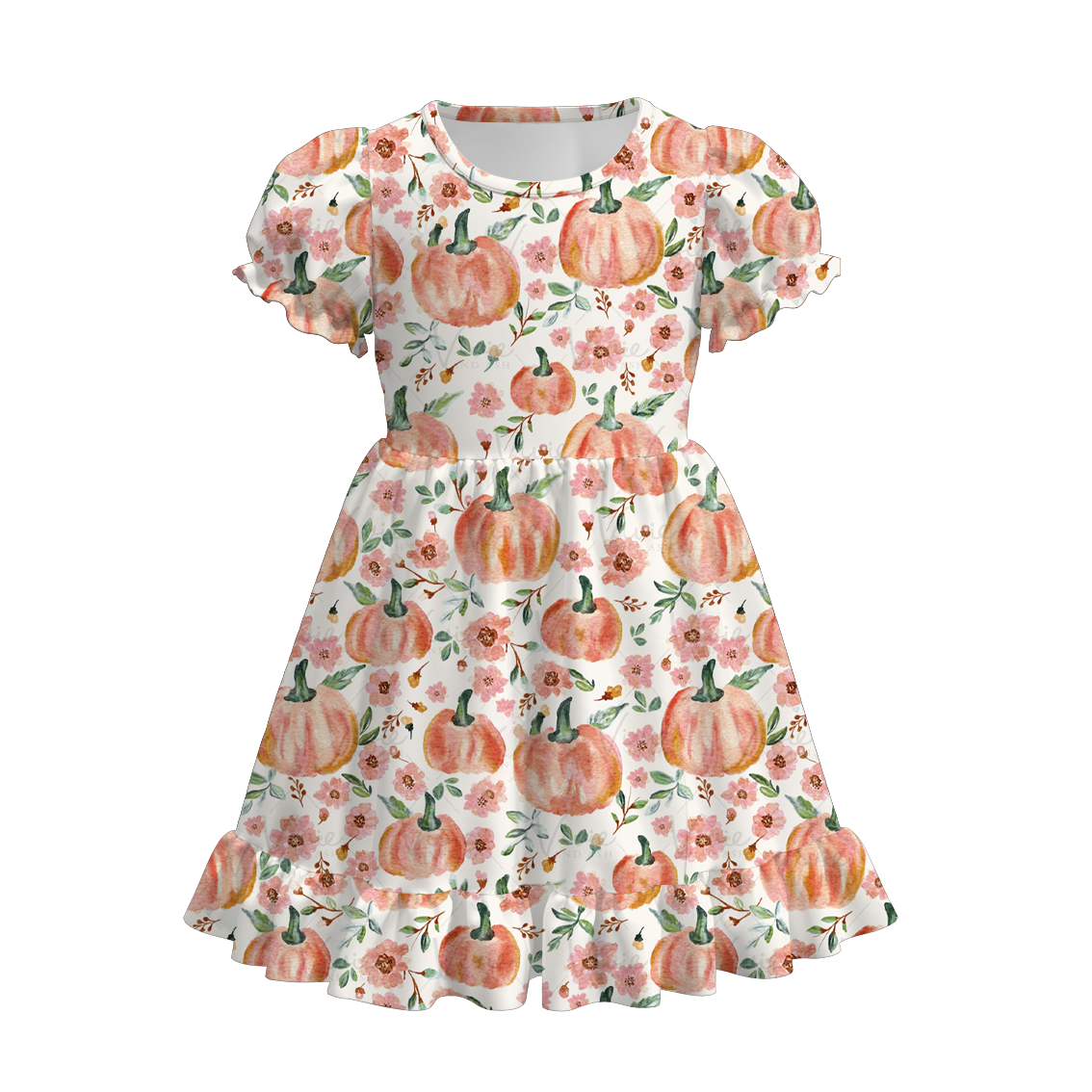 （Pre Order）Girls Halloween&Thanksgiving Cartoon Print Dress