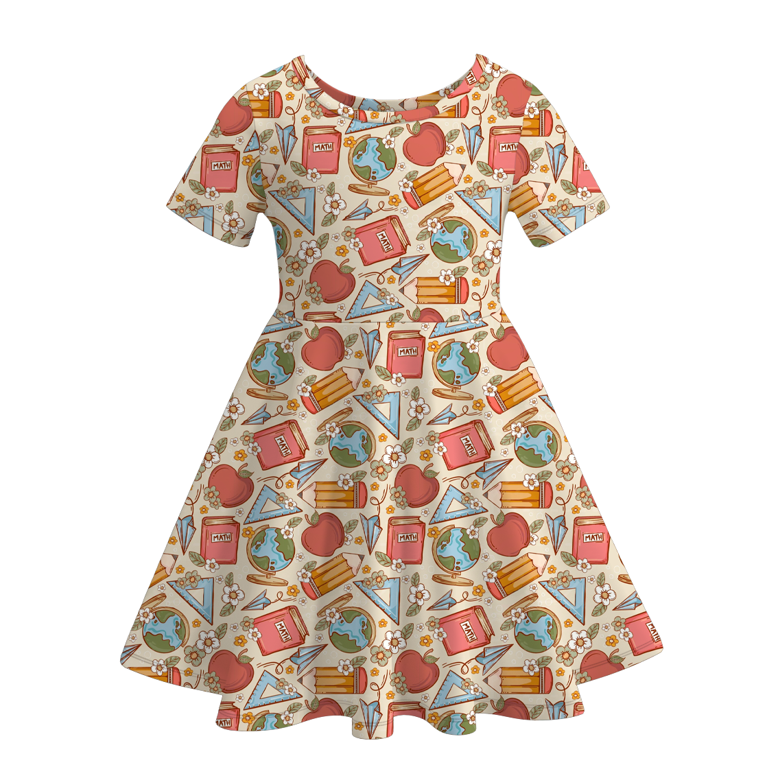 （Pre Order）Girls Back To School Print Twirl Dress