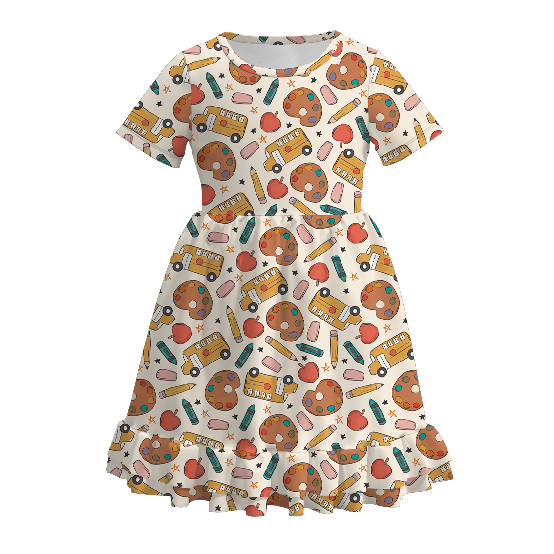 （Pre Order）Girls Back To School Print Dress