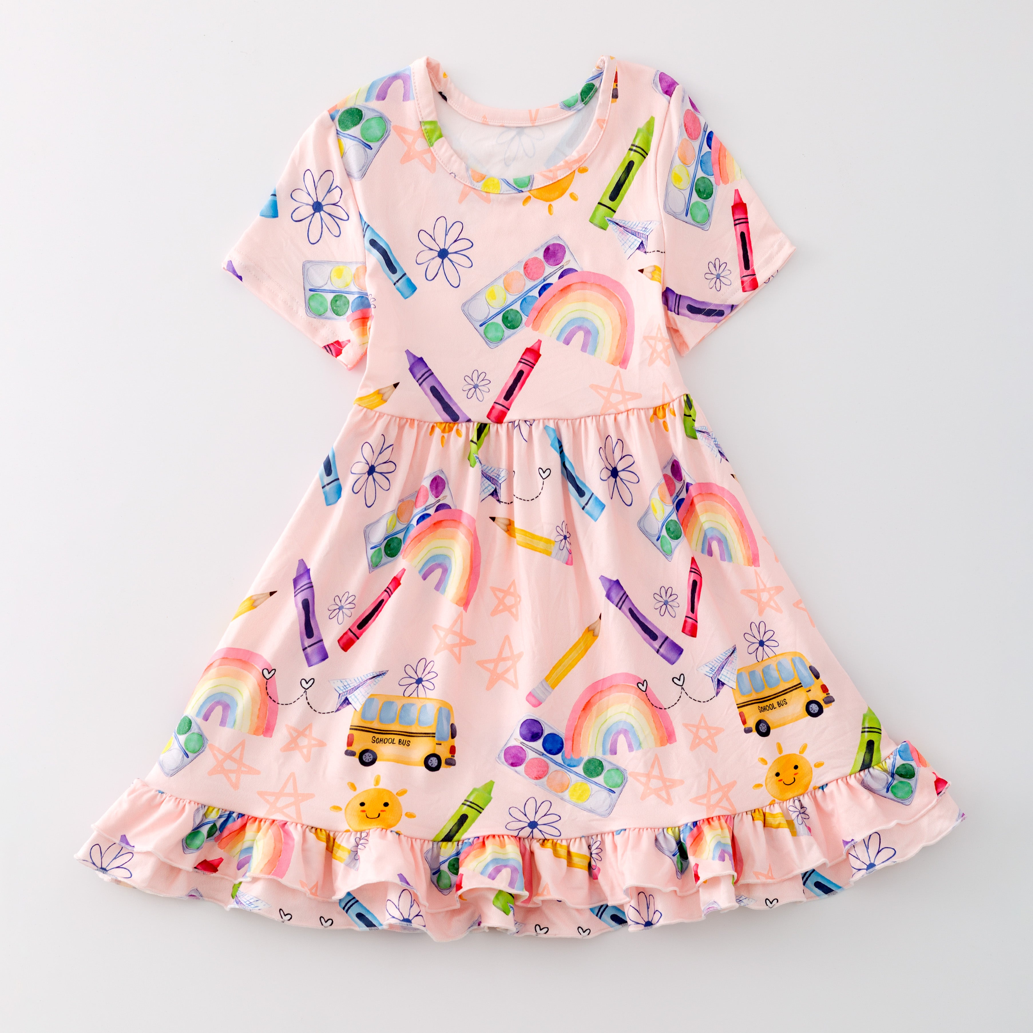 （Pre Order）Girls Back To School Print Dress