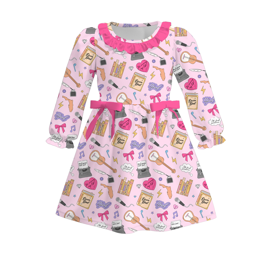 （Pre Order）Girls Cute Print Long-sleeved Dress