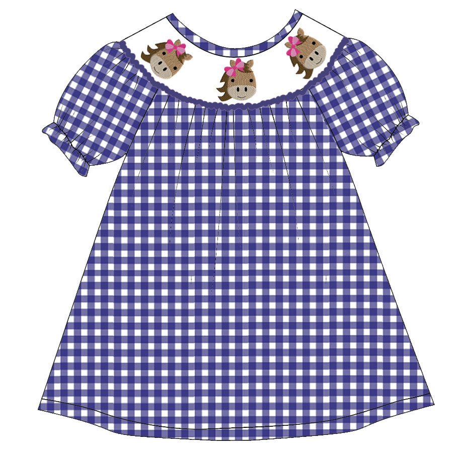 （Pre Order）Girls Farmer Embroidery Bubbles Smocked Dress