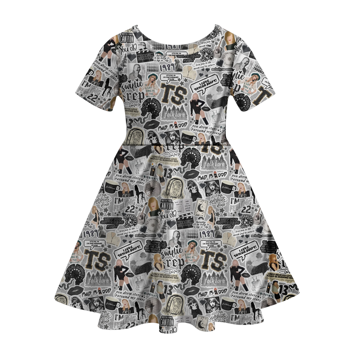 （Pre Order）Girls Cute Cartoon Print Twirl Dress