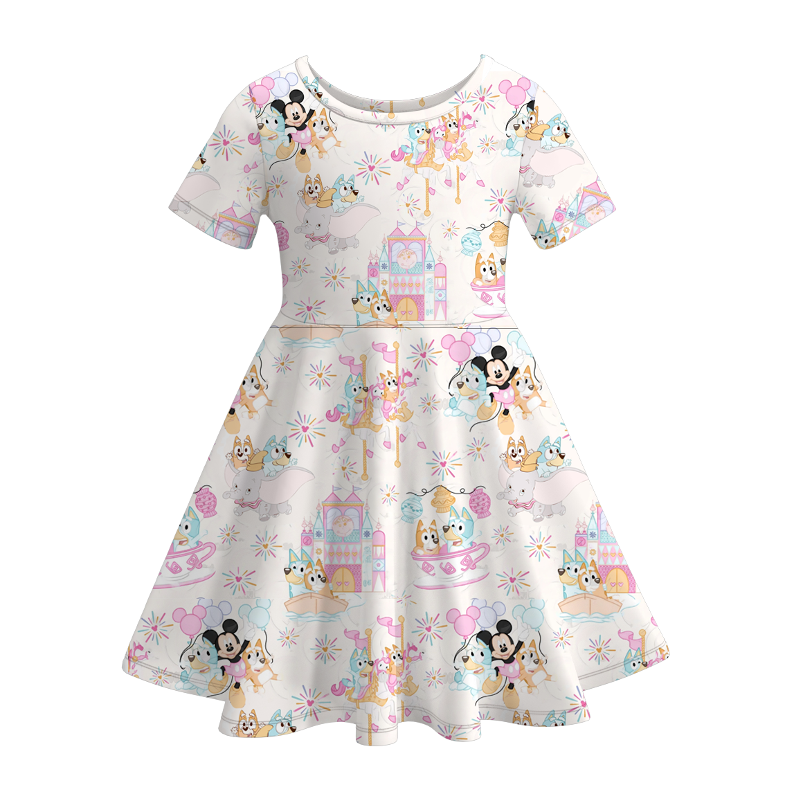 （Pre Order）Girls Cute Cartoon Print Twirl Dress