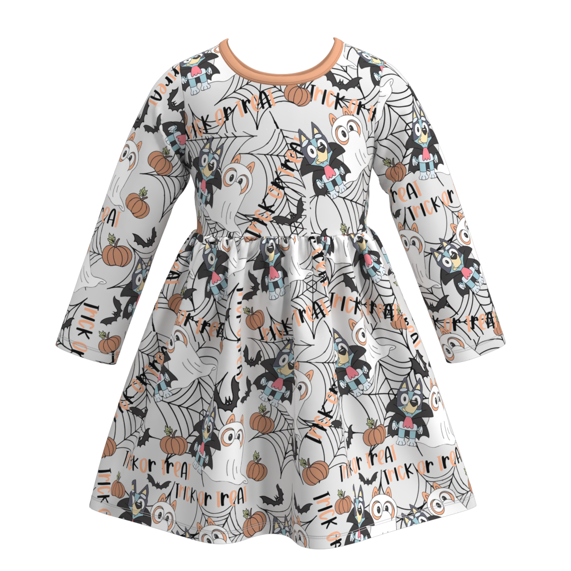 （Pre Orders）Girls Halloween Cartoon Print  Dress