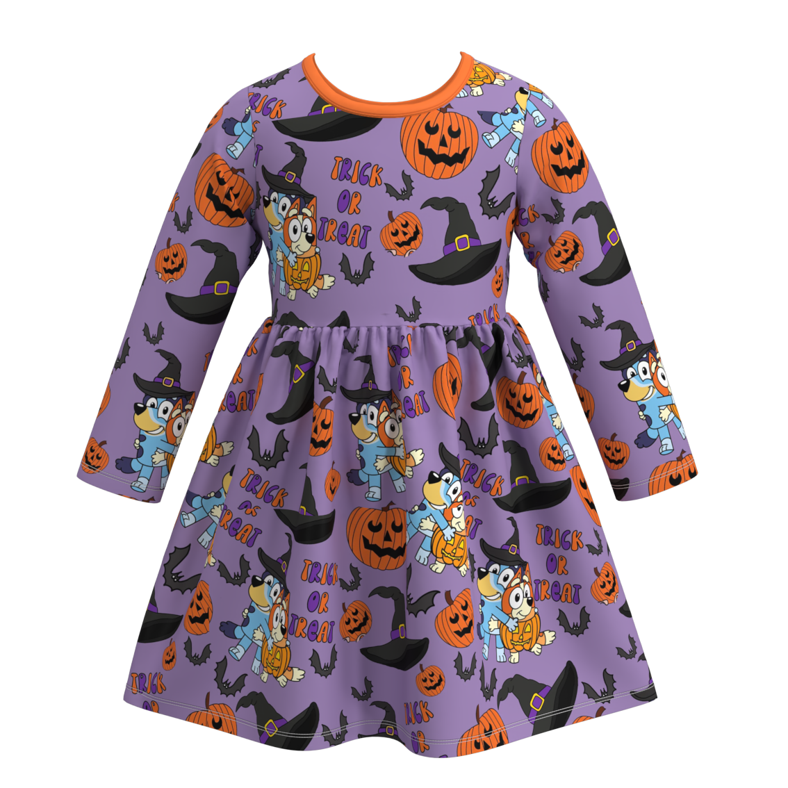 （Pre Orders）Girls Halloween Cartoon Print  Dress