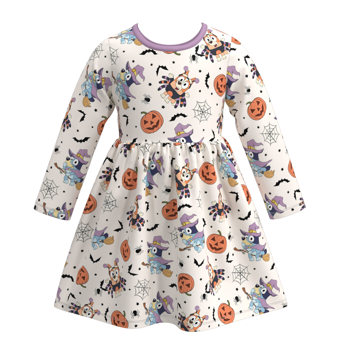 （Pre Orders）Girls Halloween Cartoon Print  Dress