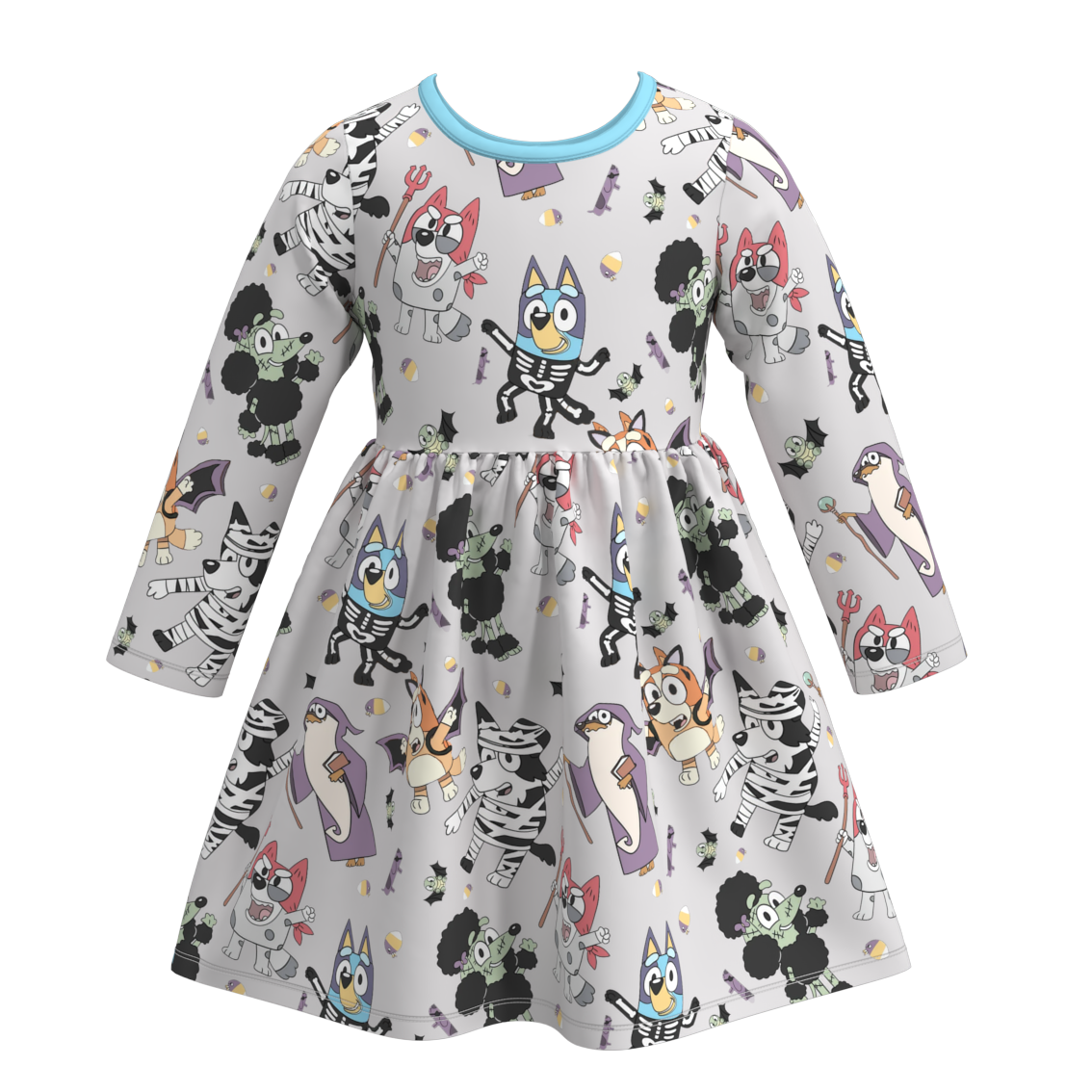 （Pre Orders）Girls Halloween Cartoon Print  Dress