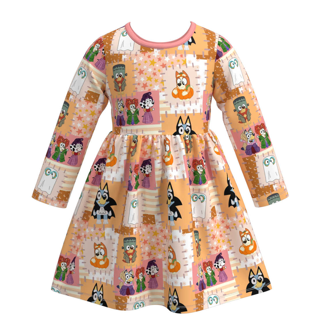 （Pre Orders）Girls Halloween Cartoon Print  Dress