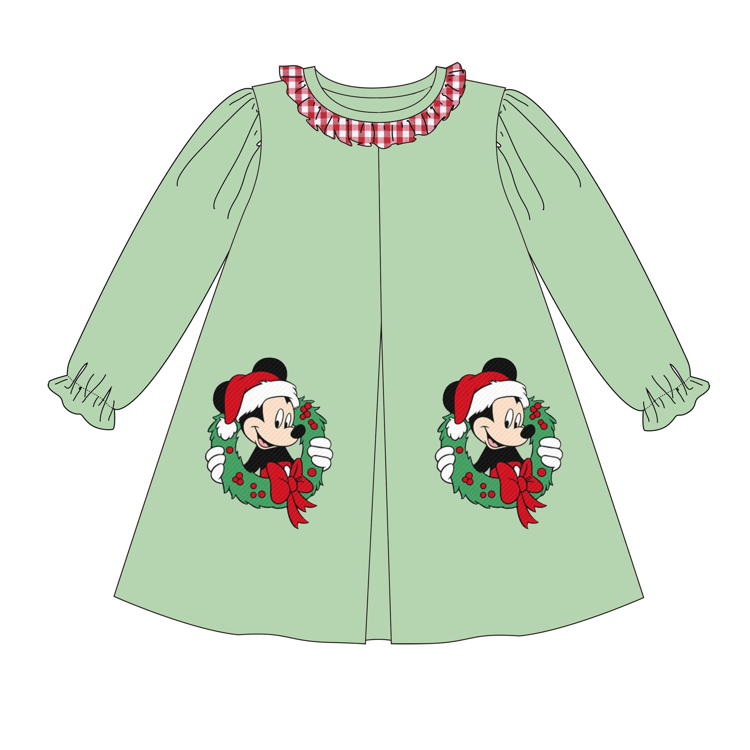 （Pre Order）Girls Christmas Cartoon Print Dress