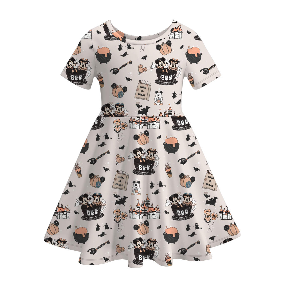 （Pre Order）Girls Cute Cartoon Print Twirl Dress