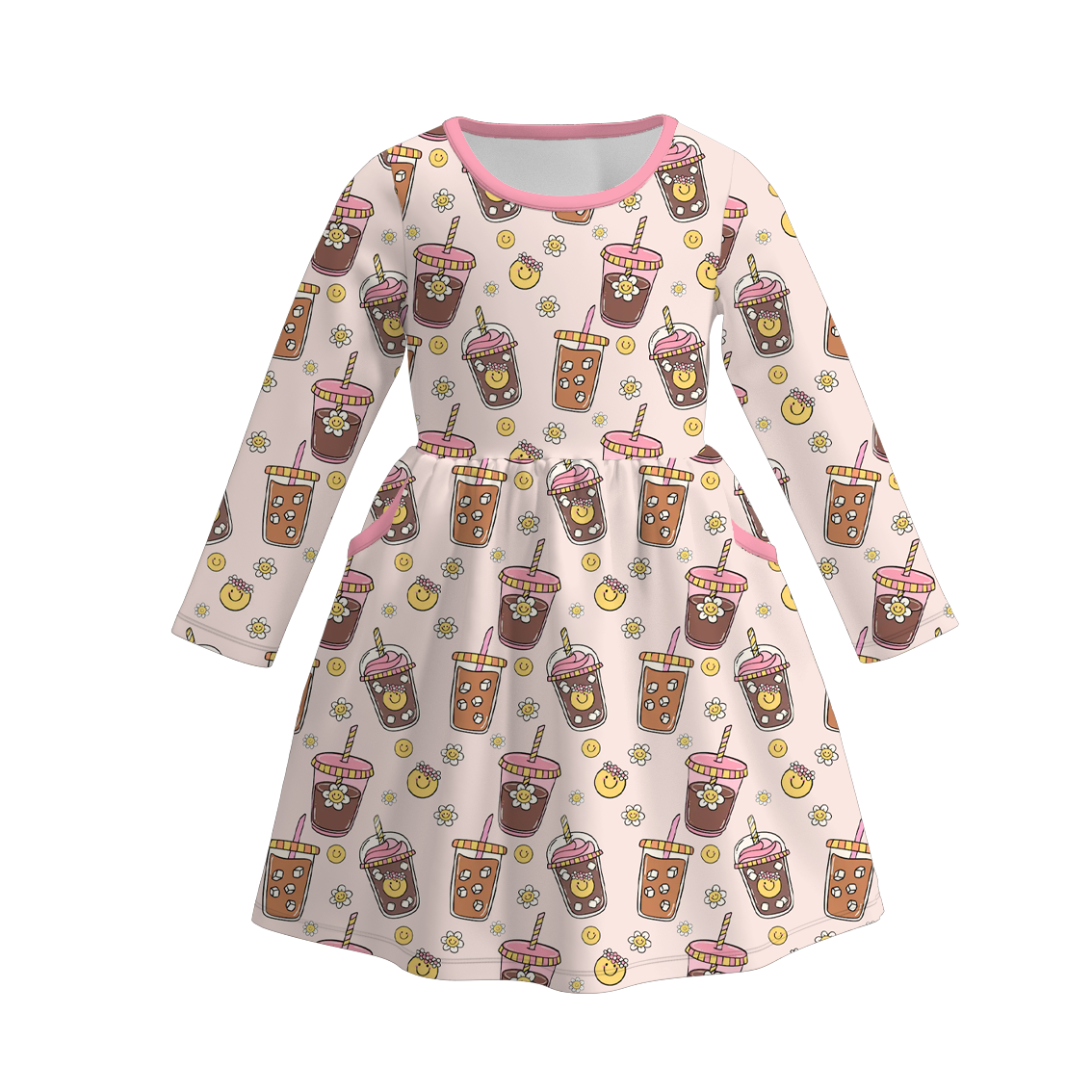 （Pre Order）Girls Coffee Or Lattes Print Dress