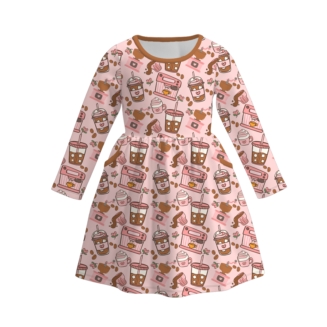 （Pre Order）Girls Coffee Or Lattes Print Dress