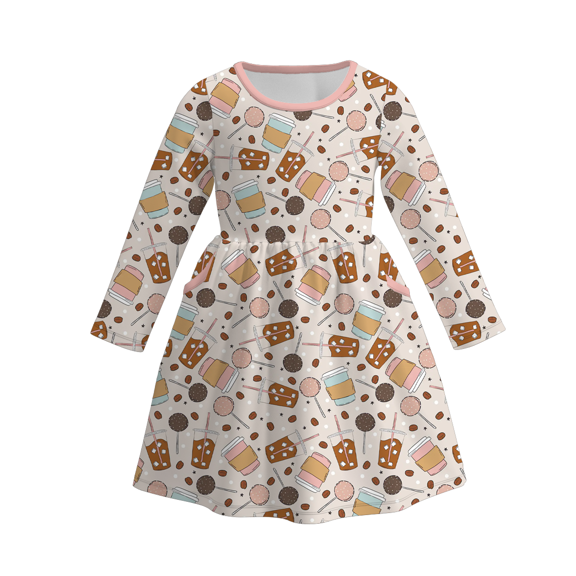 （Pre Order）Girls Coffee Or Lattes Print Dress