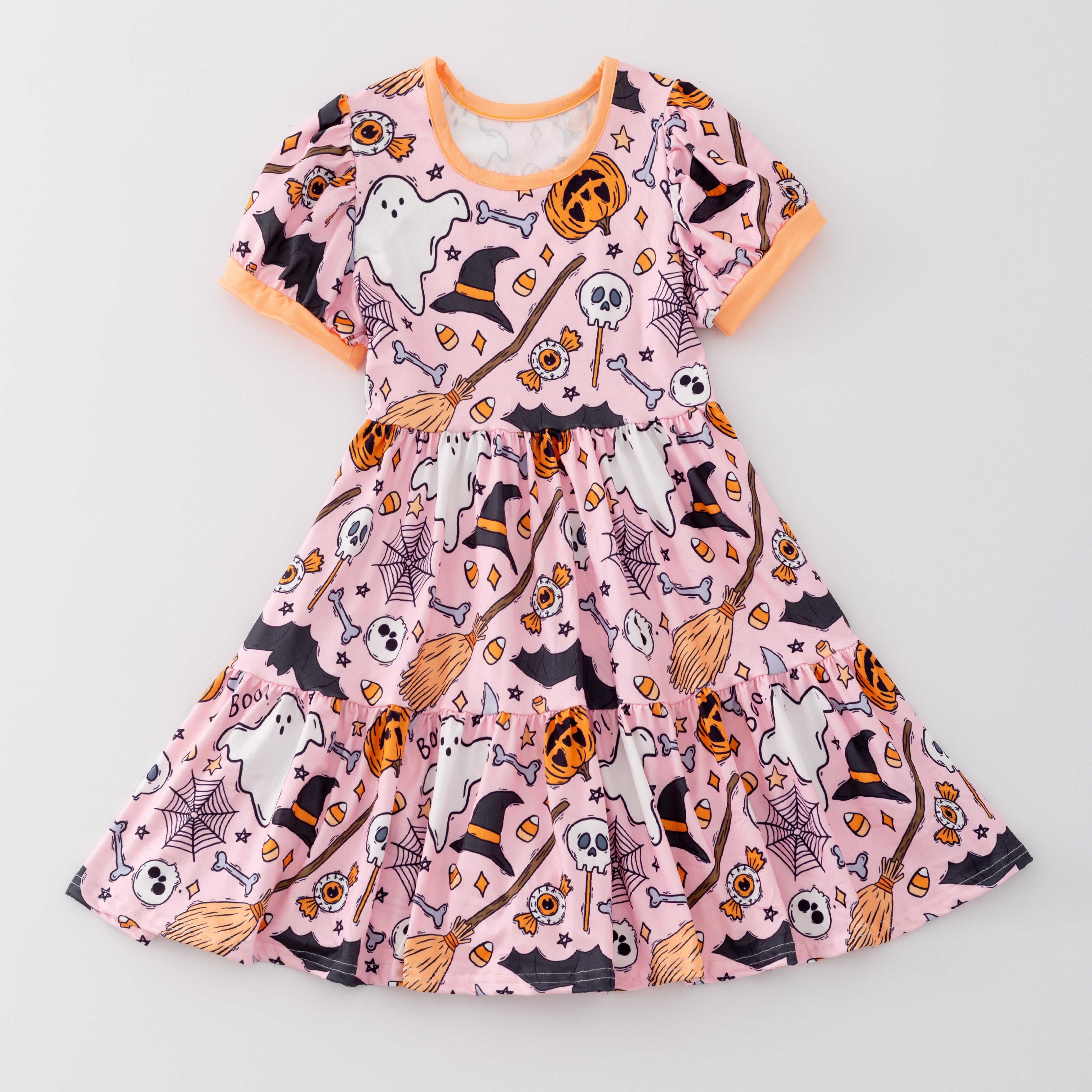 （Pre Orders）Girls Halloween Cartoon Print Dress