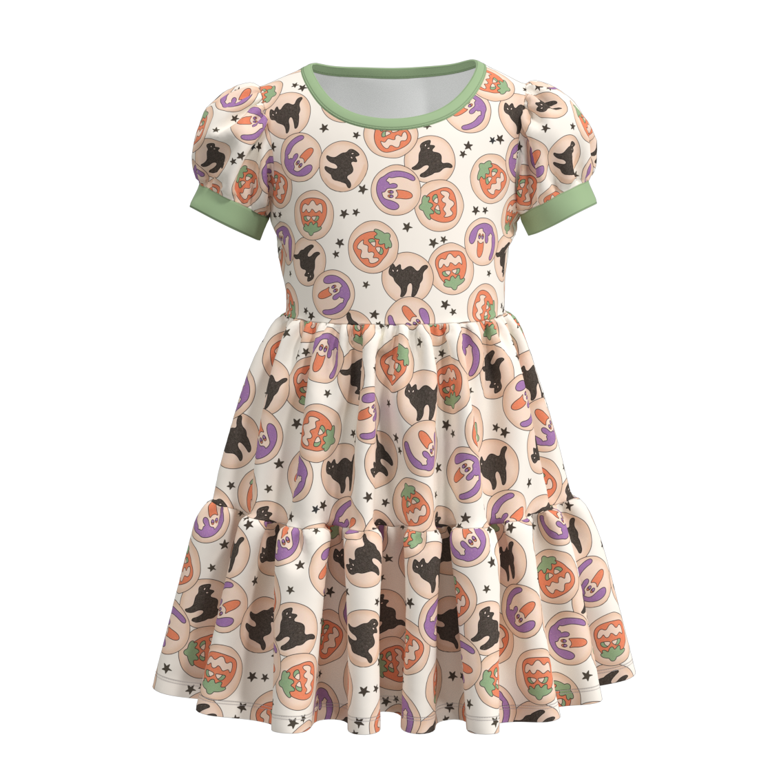 （Pre Orders）Girls Halloween Cartoon Print Dress