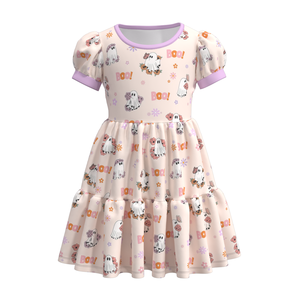 （Pre Orders）Girls Halloween Cartoon Print Dress