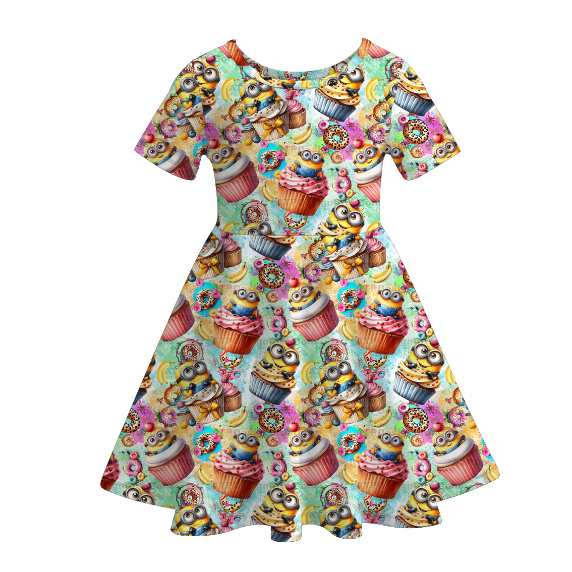 （Pre Order）Girls Cartoon Print Milk Slik Dress