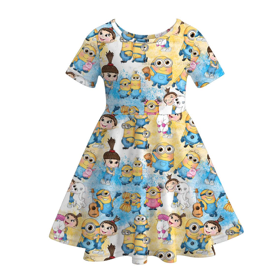 （Pre Order）Girls Cartoon Print Milk Slik Dress