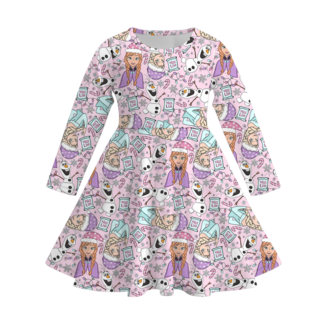 （Pre Order）Girls Christmas Princess Print Milk Silk Dress