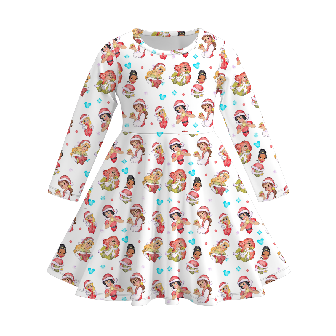 （Pre Order）Girls Christmas Princess Print Milk Silk Dress