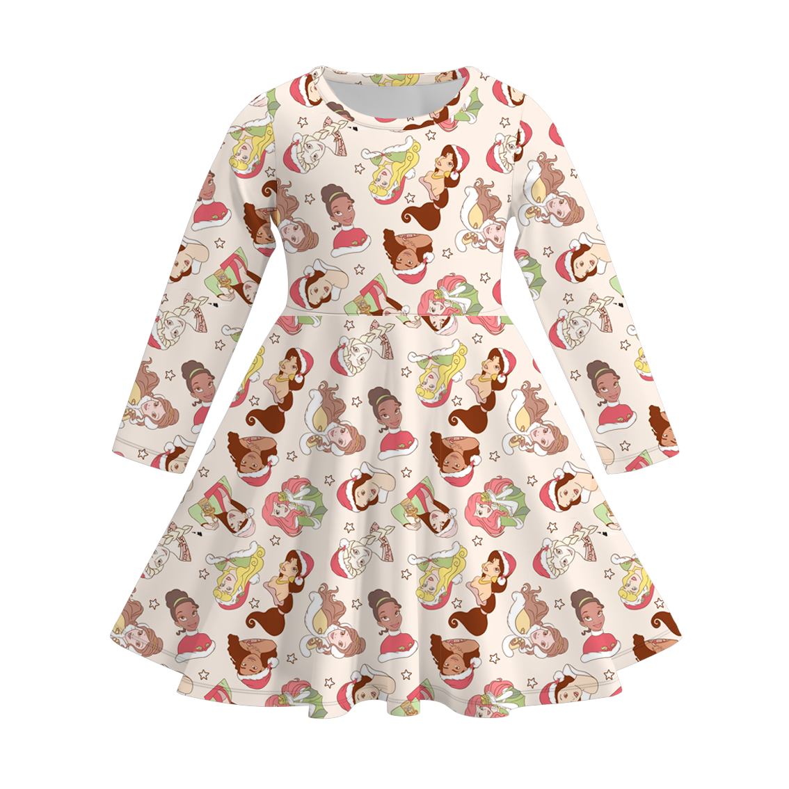 （Pre Order）Girls Christmas Princess Print Milk Silk Dress