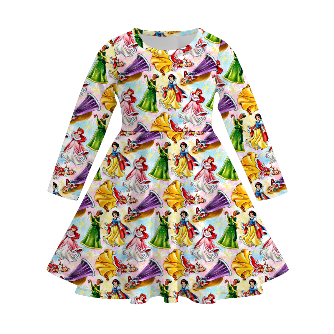 （Pre Order）Girls Christmas Princess Print Milk Silk Dress