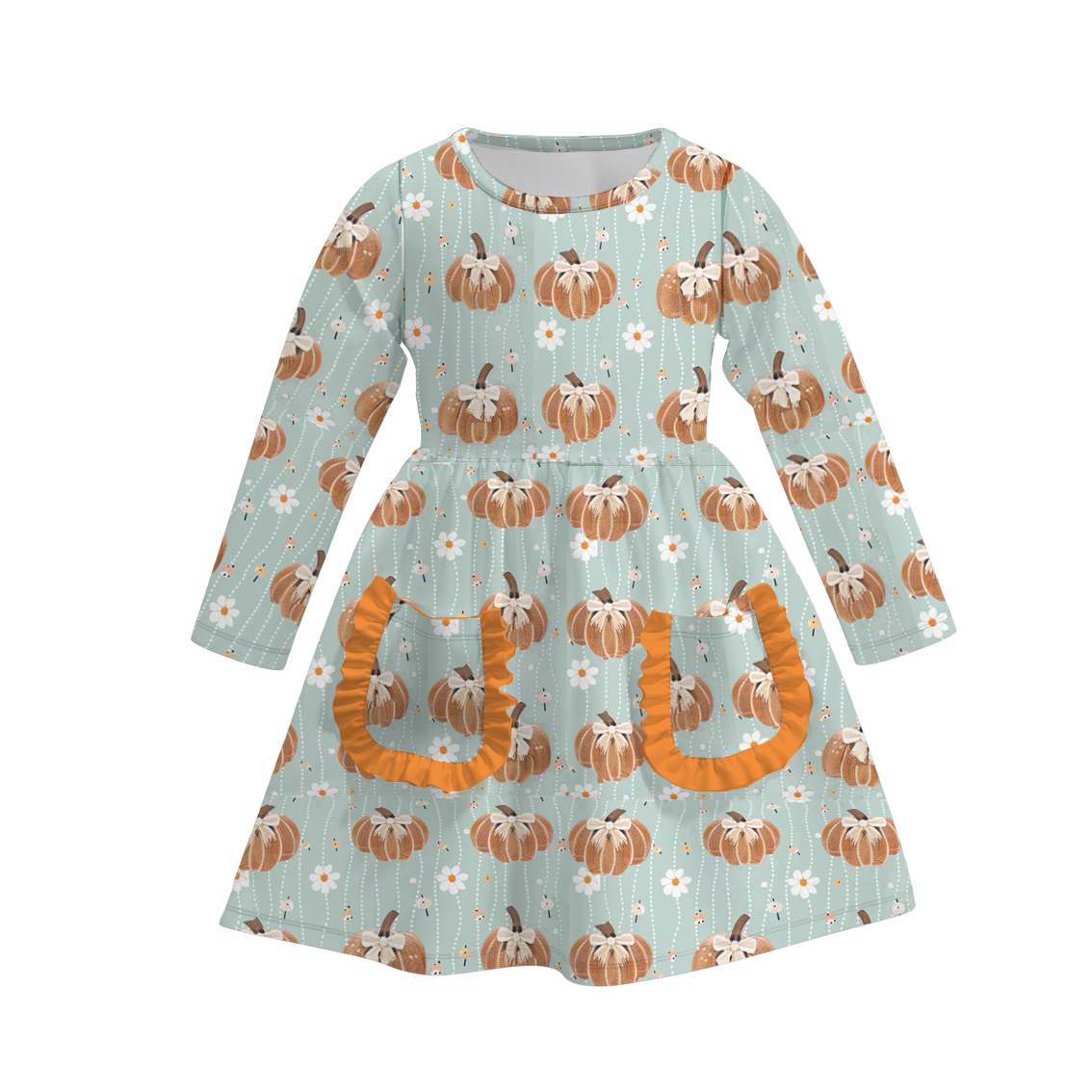 （Pre Order）Girls Halloween Print Milk Silk Dress