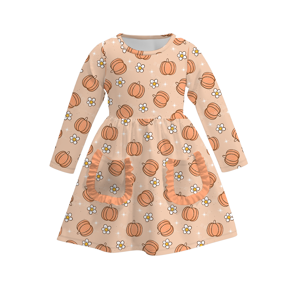 （Pre Order）Girls Halloween Print Milk Silk Dress