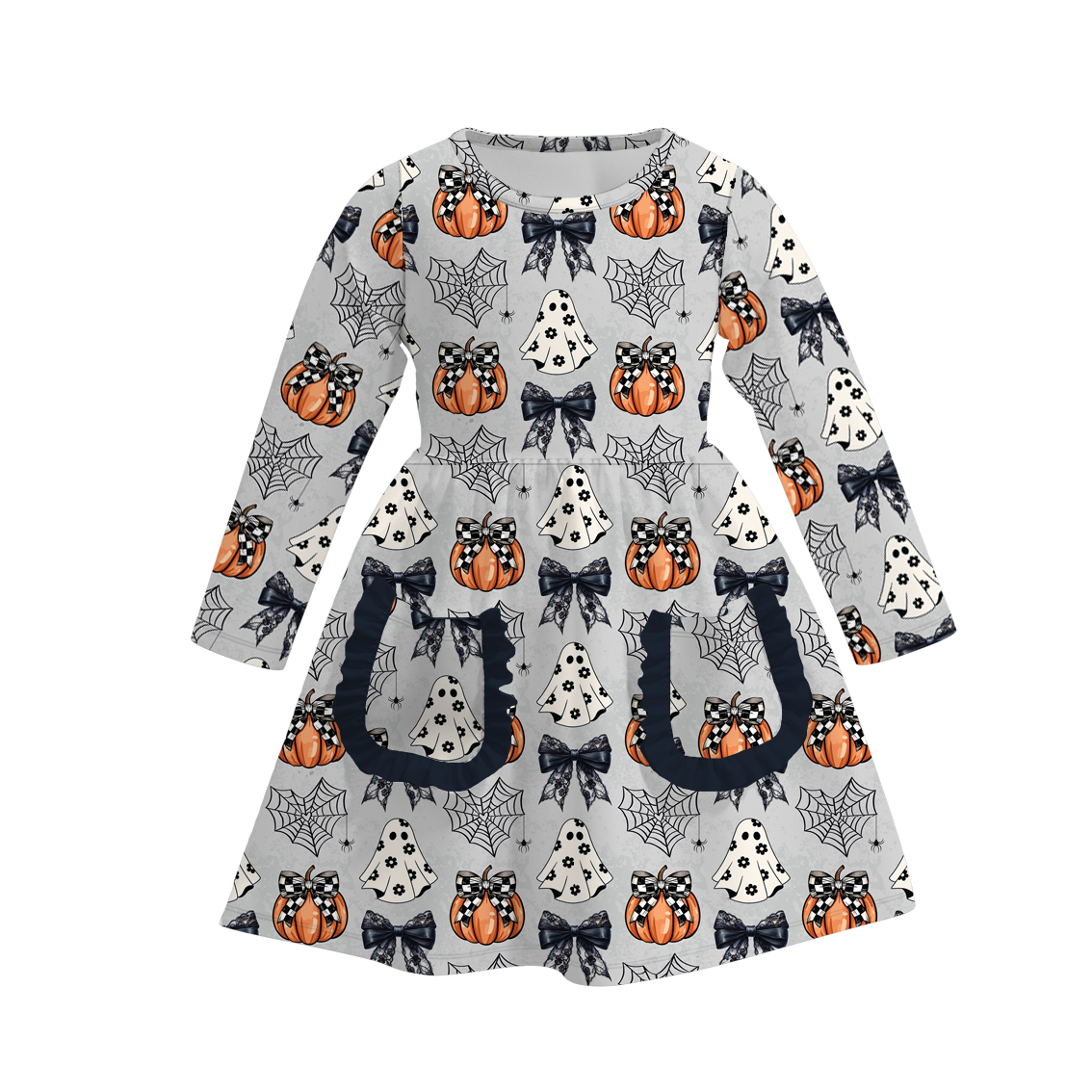 （Pre Order）Girls Halloween Print Milk Silk Dress