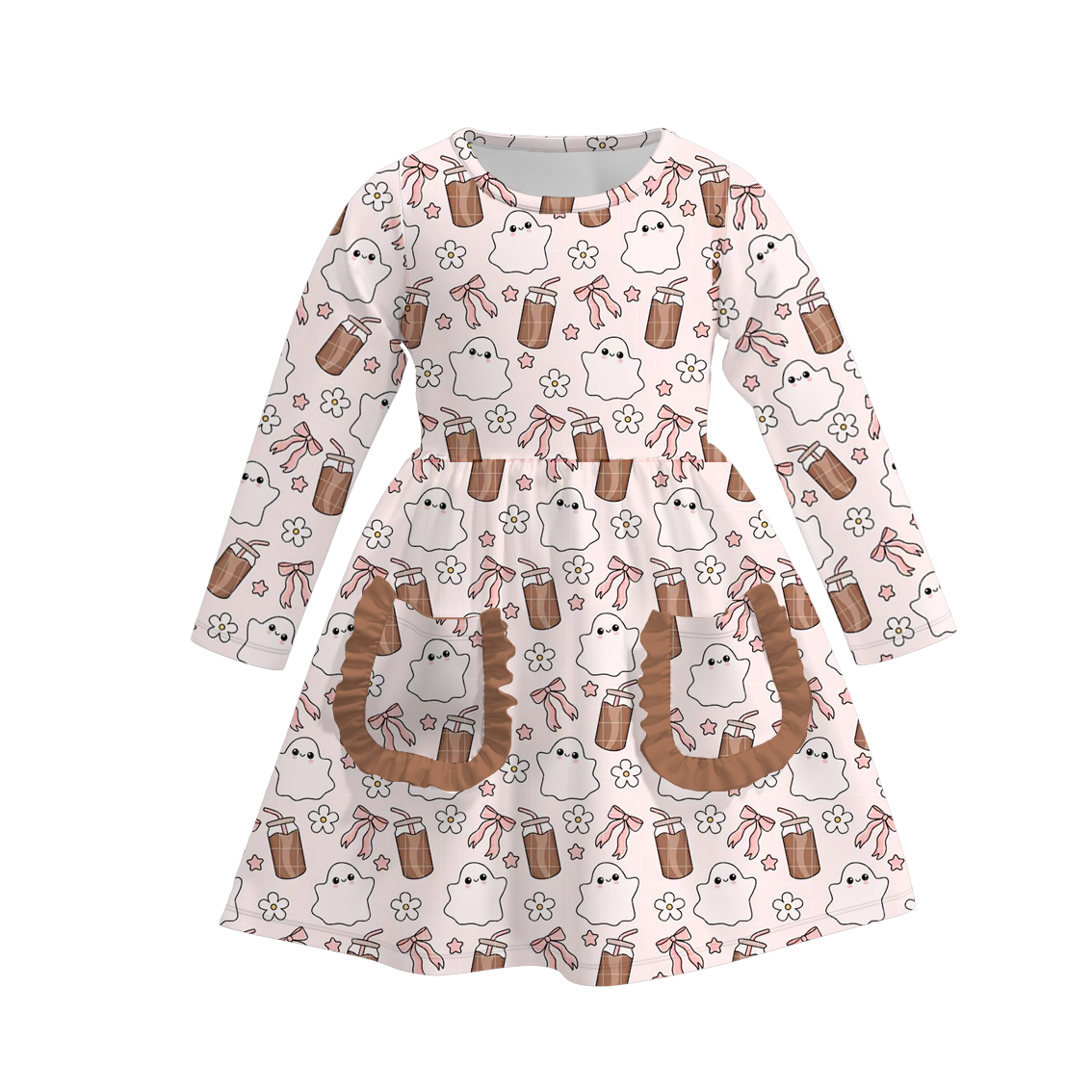 （Pre Order）Girls Halloween Print Milk Silk Dress