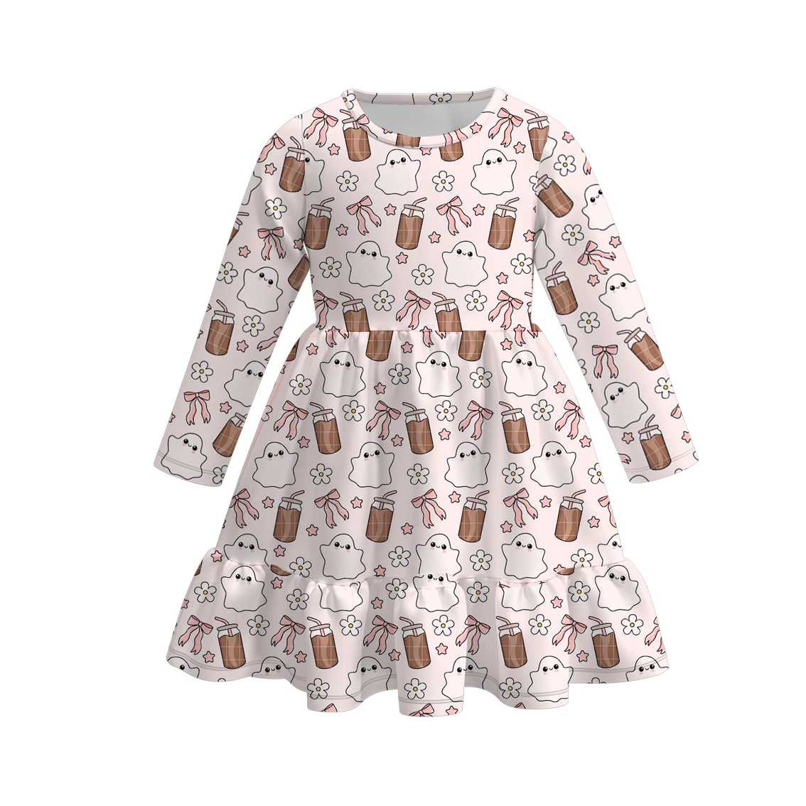 （Pre Order）Girls Halloween Print Milk Silk Dress